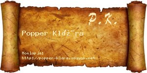 Popper Klára névjegykártya